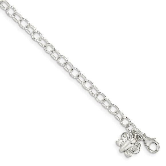 Sterling Silver Butterfly Charm Anklet, 10 Inch - Picture 1 of 4